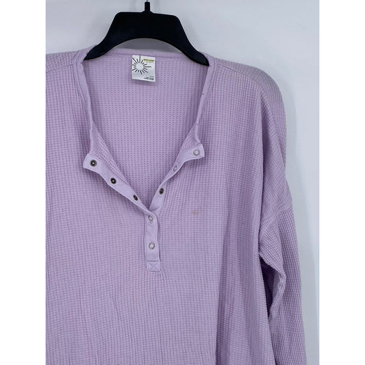 OFFLINE By AERIE Women's Lilac Burst A Move Long Sleeve Thumbhole Henley Top SZS