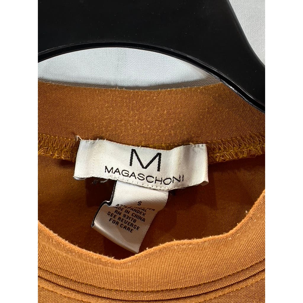M  MAGASCHONI Women's Rust Crewneck Elastic Long Sleeve Pullover Sweatshirt SZ S