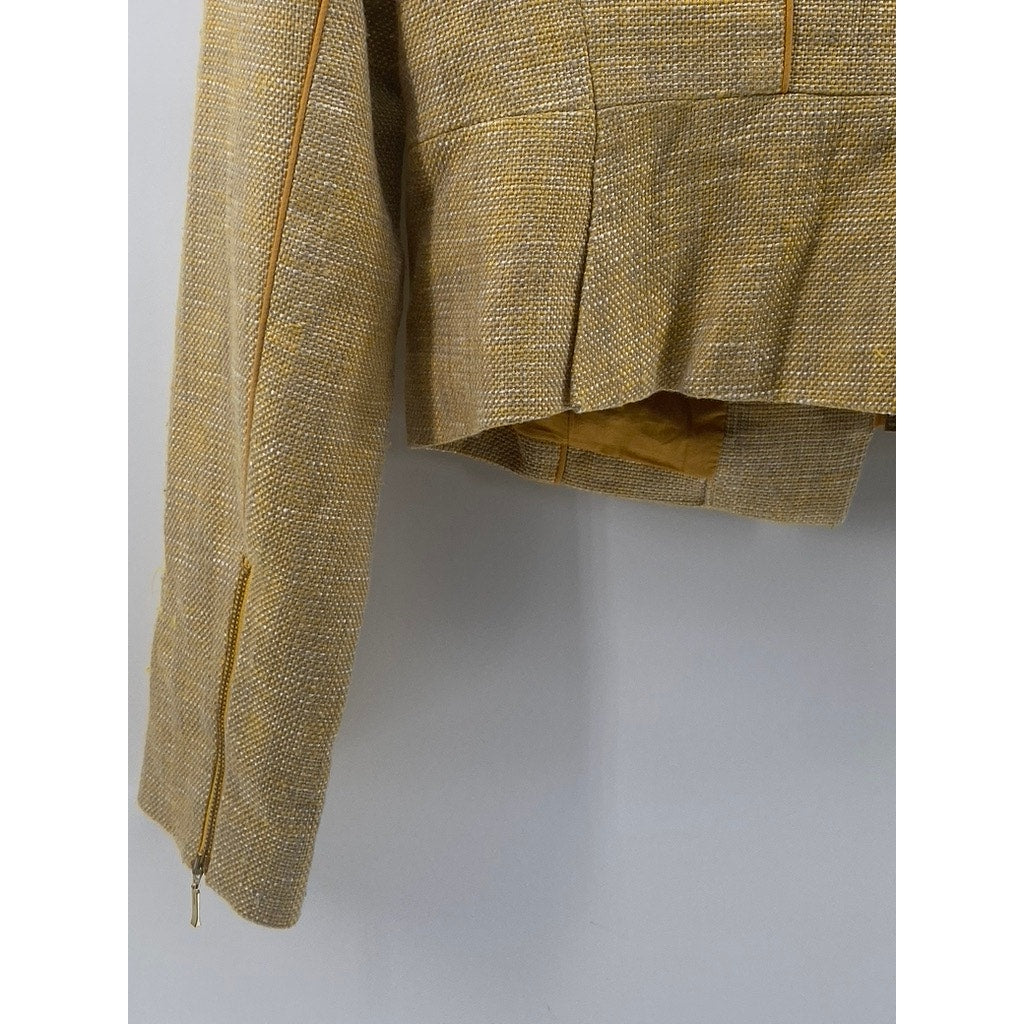 THE LIMITED Women's Yellow Textured Zip-Up Blazer SZ S
