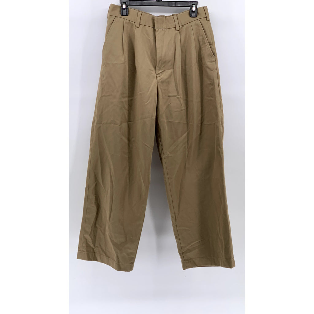 GU Men's Tan Wide-Leg Pleated Baggy Fit Pants SZ M
