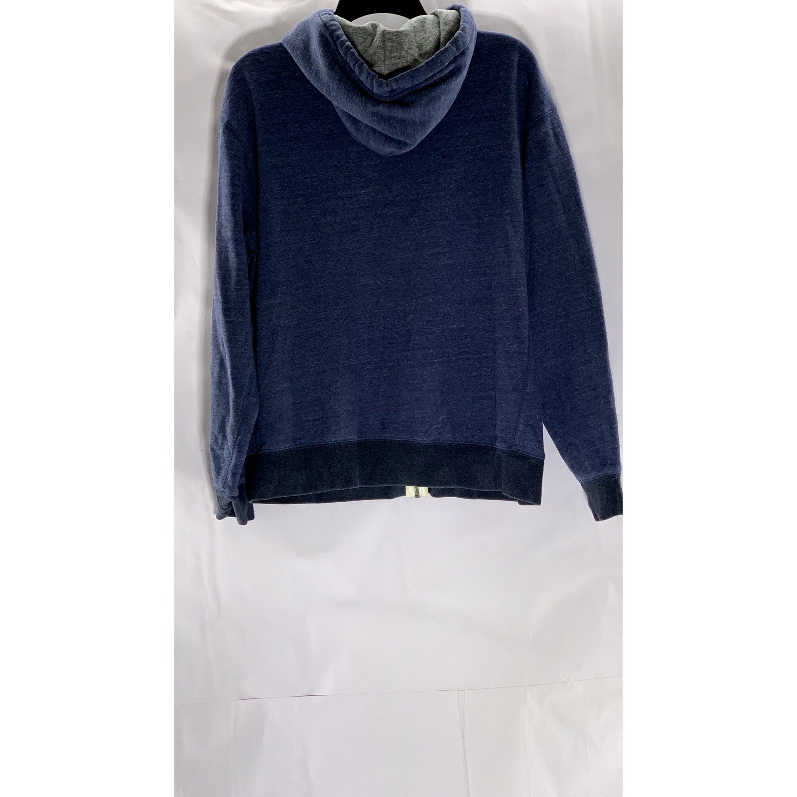 J.CREW Men's Dark Blue Marled Brushed Fleece Full-Zip Hooded Sweater SZ L