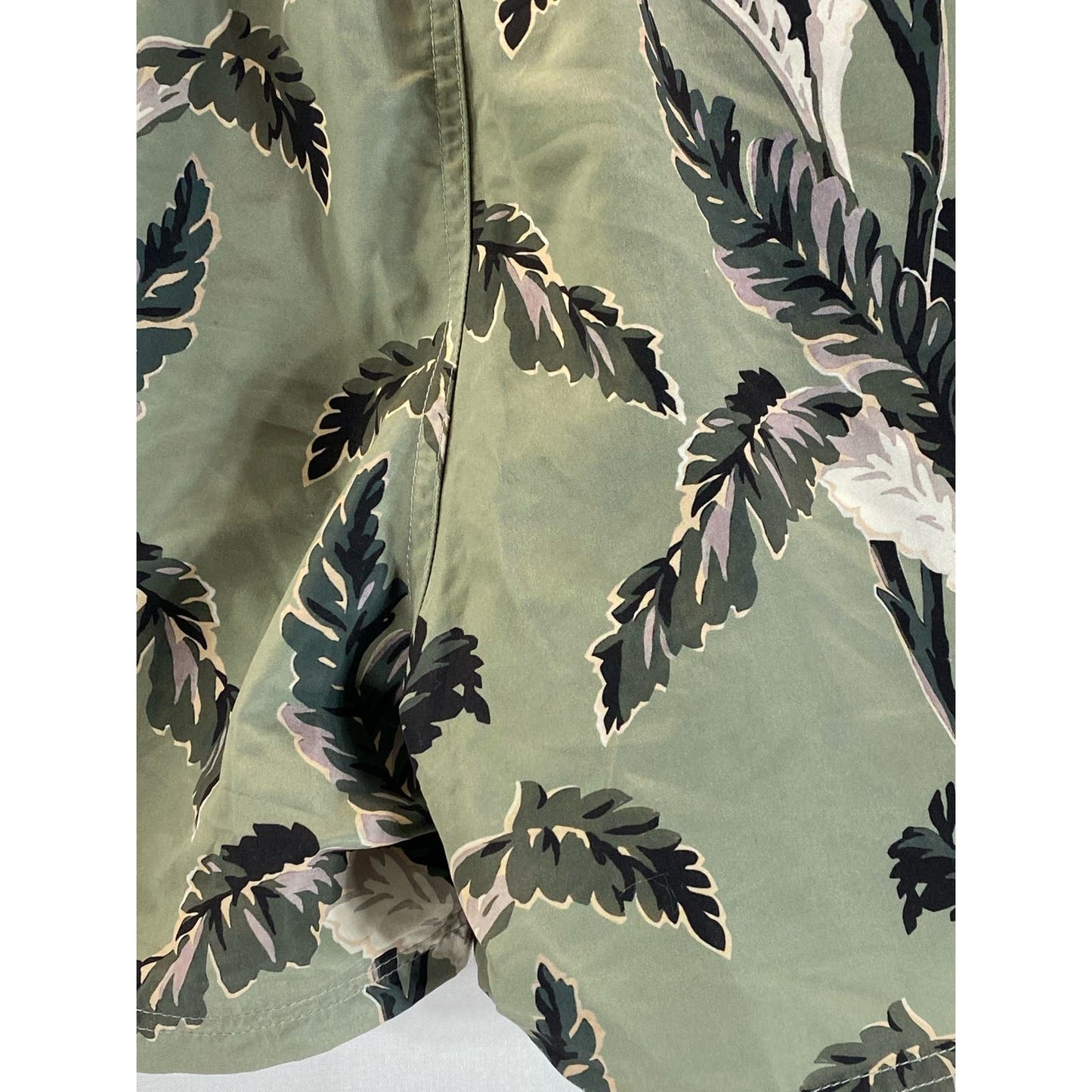 REISS Men's Green Palm Tree Print Drawstring Pull-On Swim Shorts SZ XL