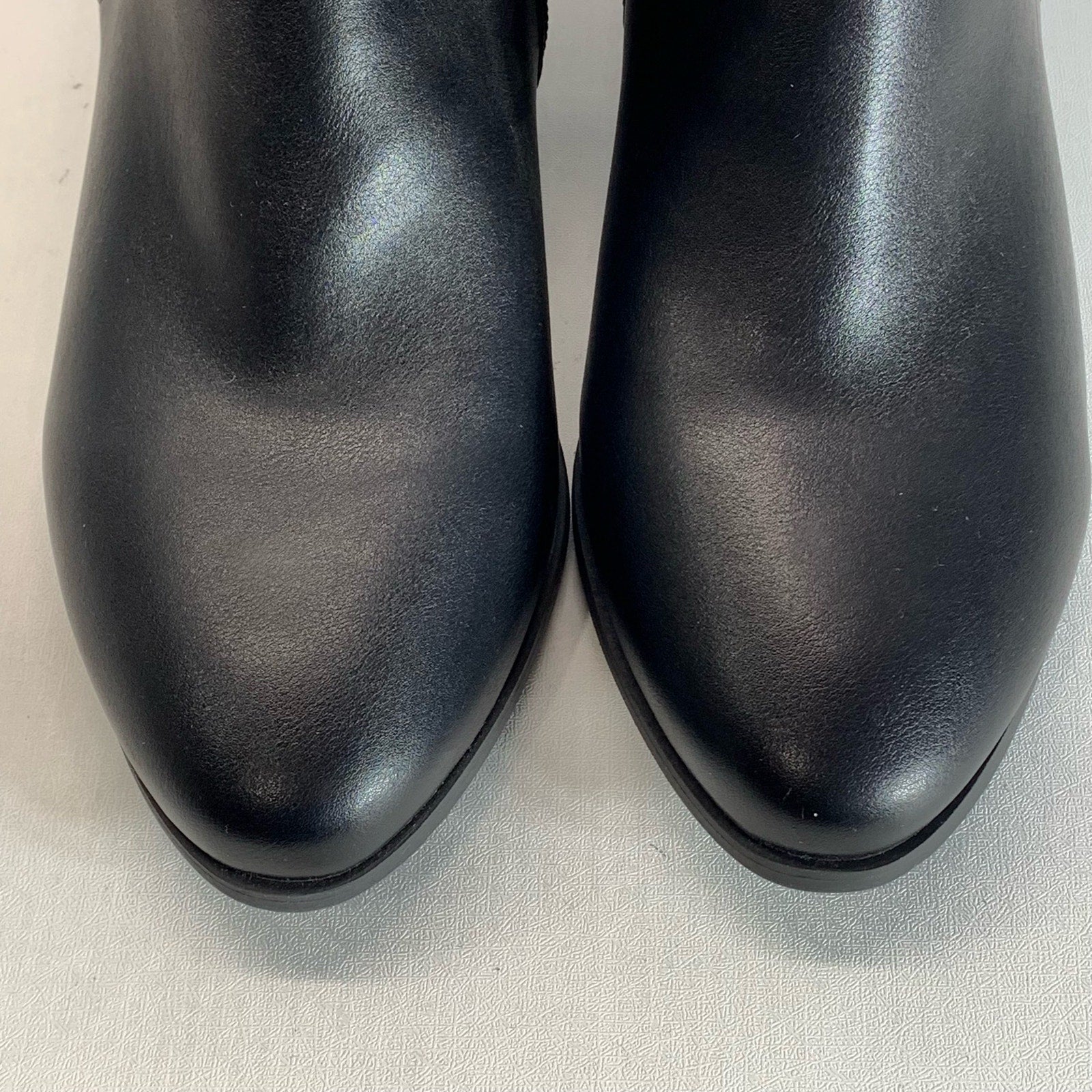KAREN SCOTT Women's Black Faux-Leather Nadine Almond-Toe Block-Heel Bootie SZ7.5