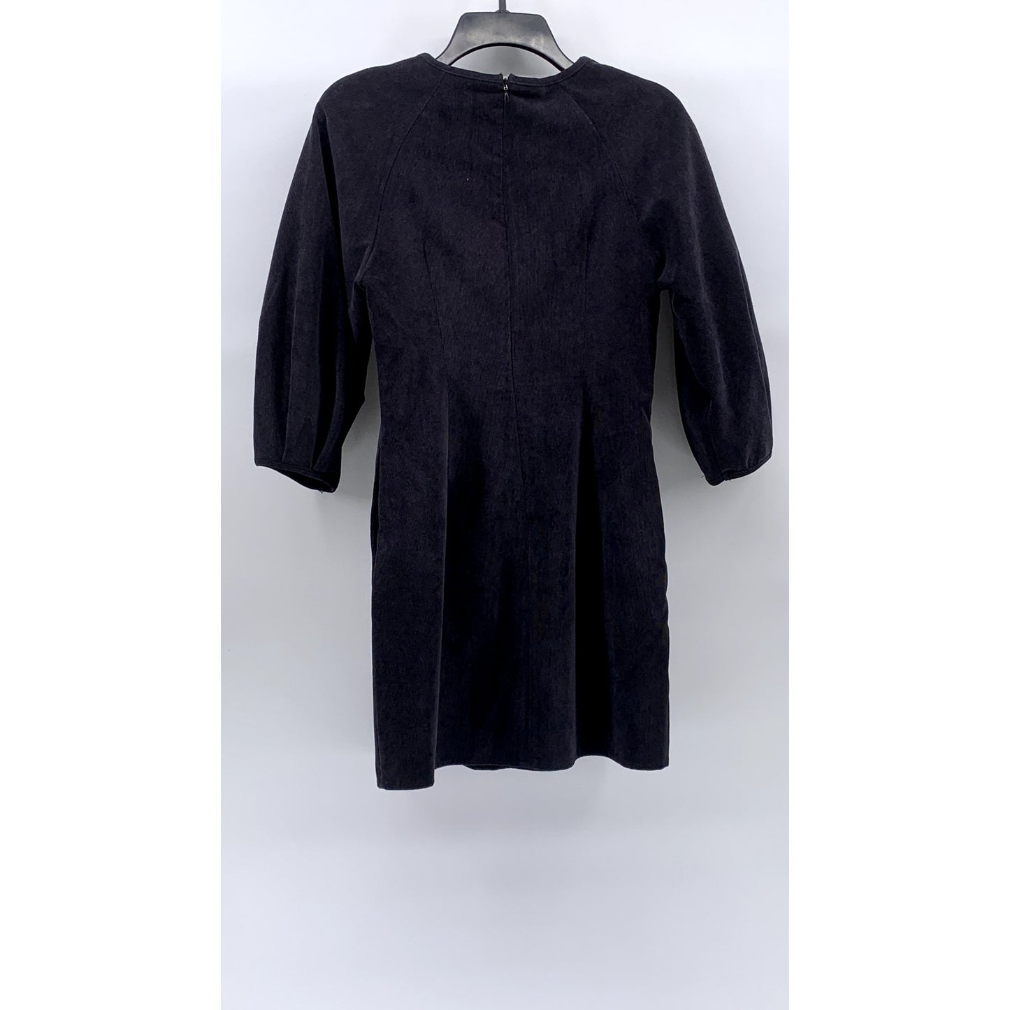 ZARA Women's Navy Blue Crewneck Corduroy Long Sleeve A-Line Mini Dress SZ XS
