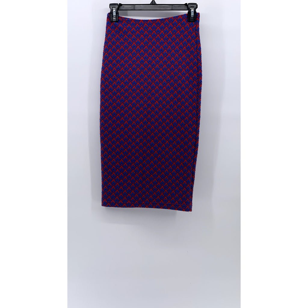 AMERICAN APPAREL Women's Purple-Orange Arrow Print Knit Straight Midi Skirt SZ S
