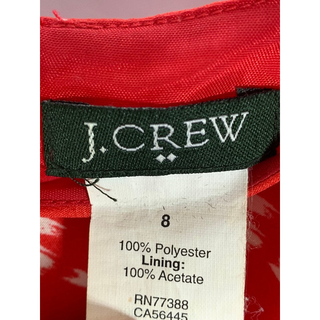 J.CREW Women's Red Printed V-Neck Adjustable Strap Mini Dress SZ 8