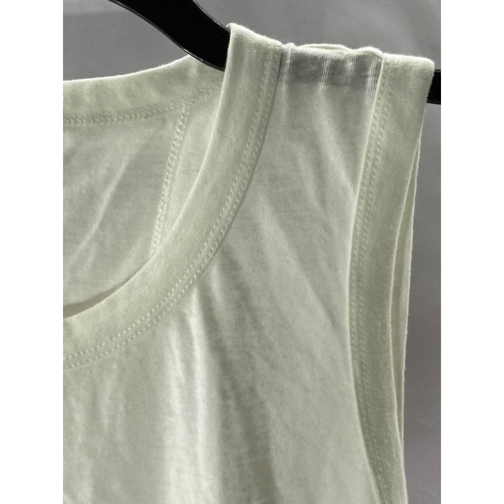 J. CREW Women's White Solid Crewneck Tie-Back Tank Top SZ L