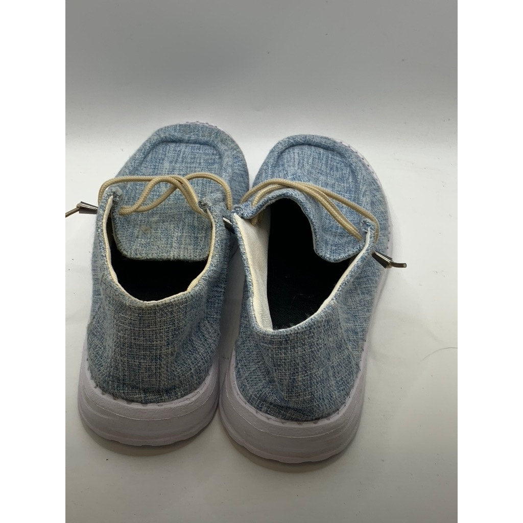 UNBRANDED Women's Blue Canvas Slip-On Loafers SZ 41(US10.5)