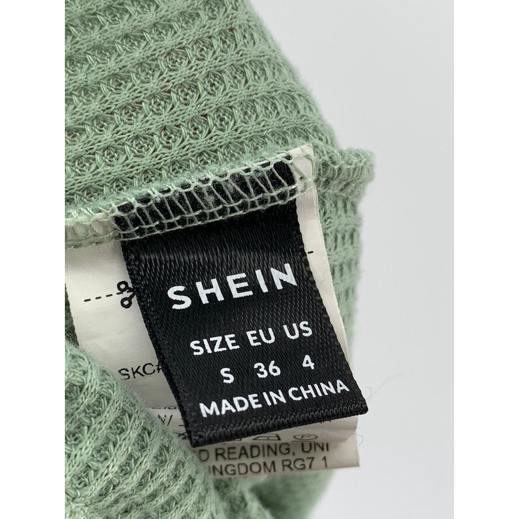 SHEIN Women's Green Waffle Knit Casual High-Rise Shorts SZ 4