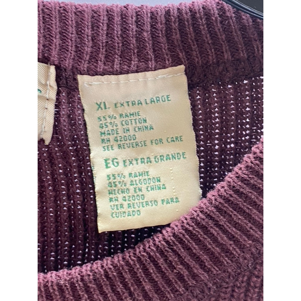 NORTHWEST TERRITORY Men's Vintage Burgundy Rib Knit Crewneck Sweater SZ XL