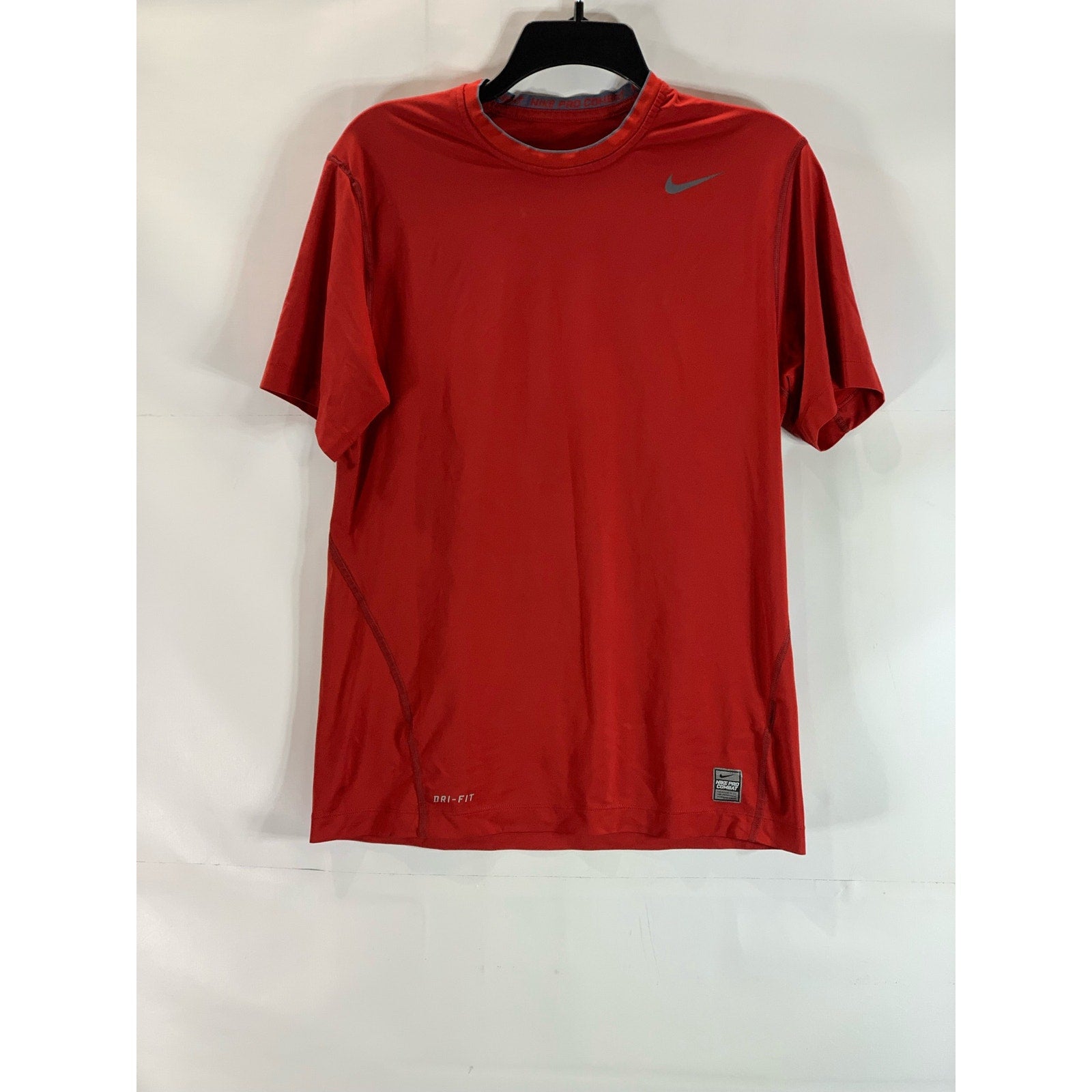 NIKE Men's Red Pro Combat Dri-Fit Fitted Short Sleeve Active T-Shirt SZ M
