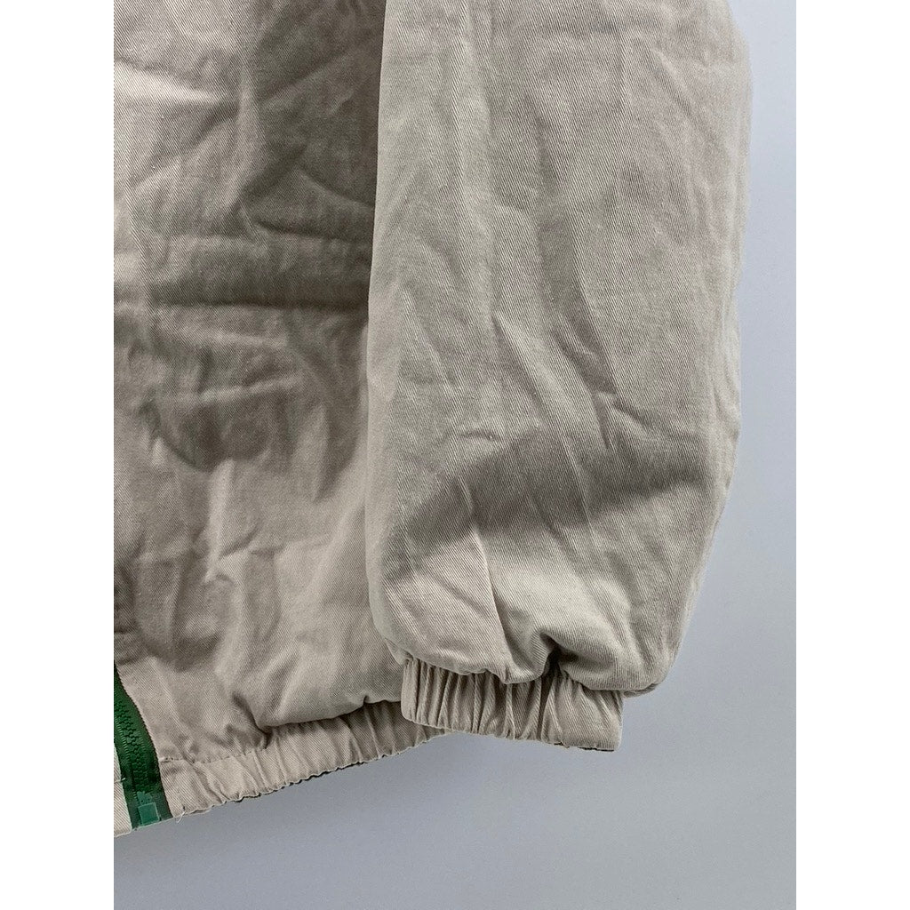 TONG HAUL Men's Vintage Beige-Green Plaid Reversible Zip-Up Jacket SZ S