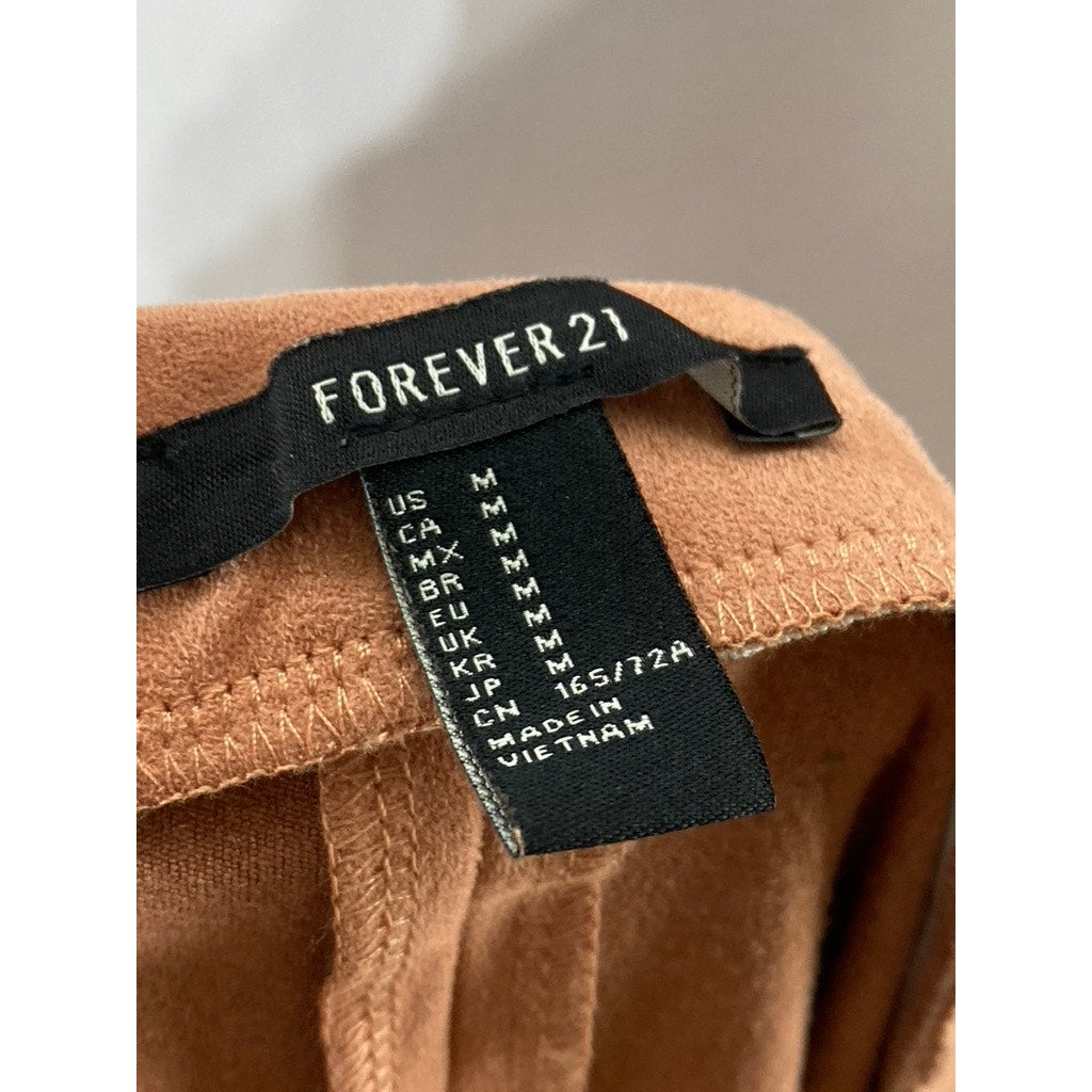 FOREVER 21 Women’s Salmon Pink Button-Front Faux-Suede Mini Skirt SZ M