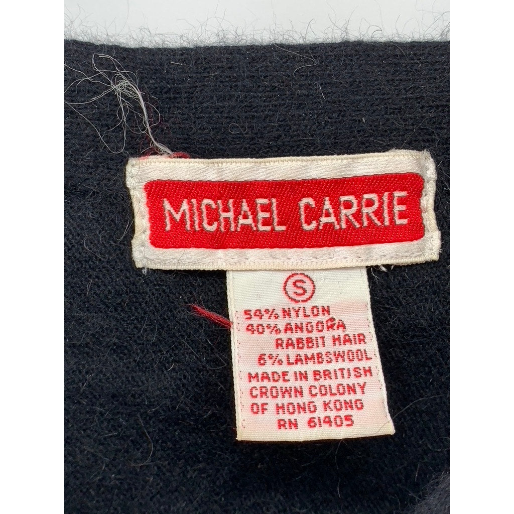 MICHAEL CARRIE Women's Vintage Black Cutout Rhinestone Embellished Sweater SZ S