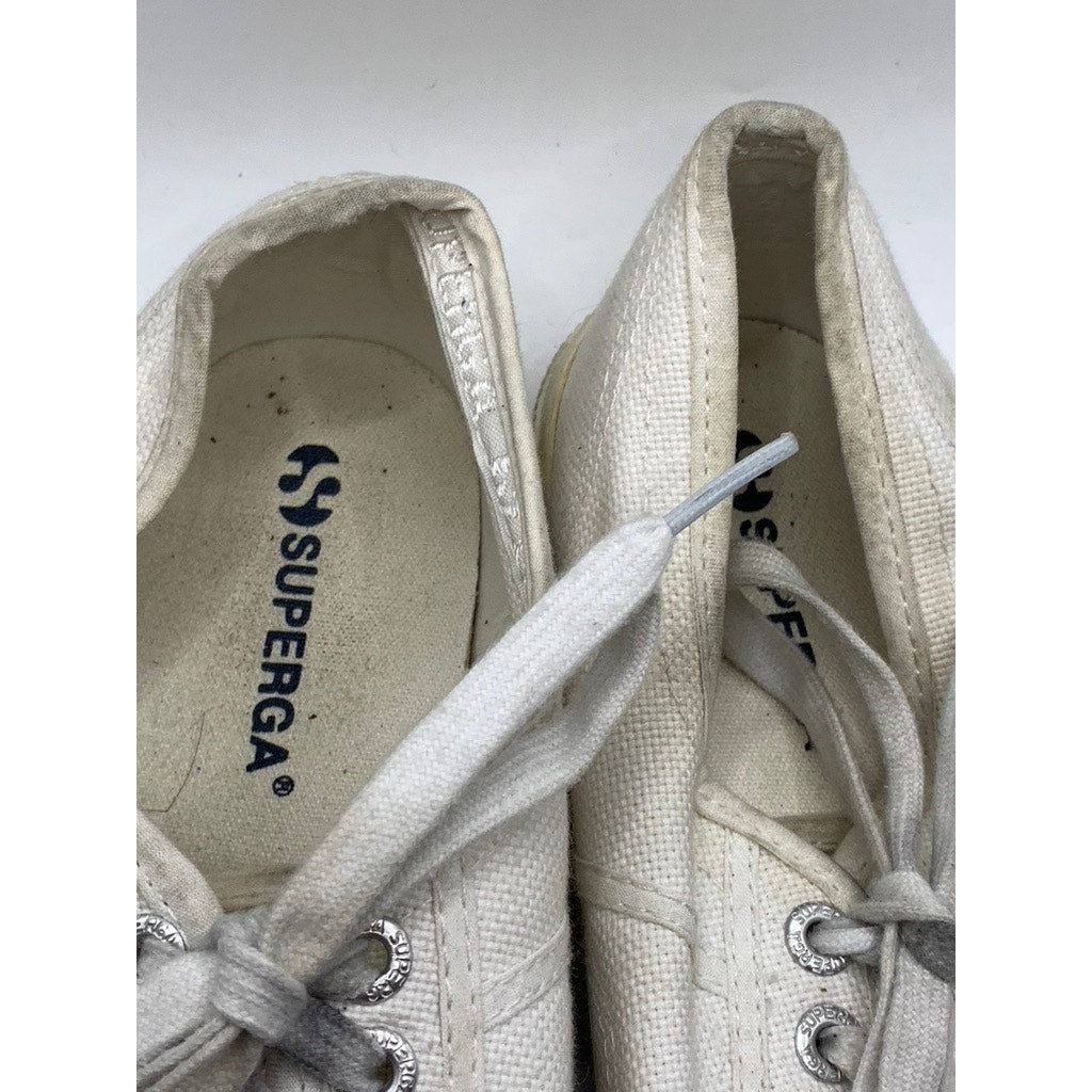 SUPERGA Unisex White Canvas Classic Sneakers SZ M6.5/W8