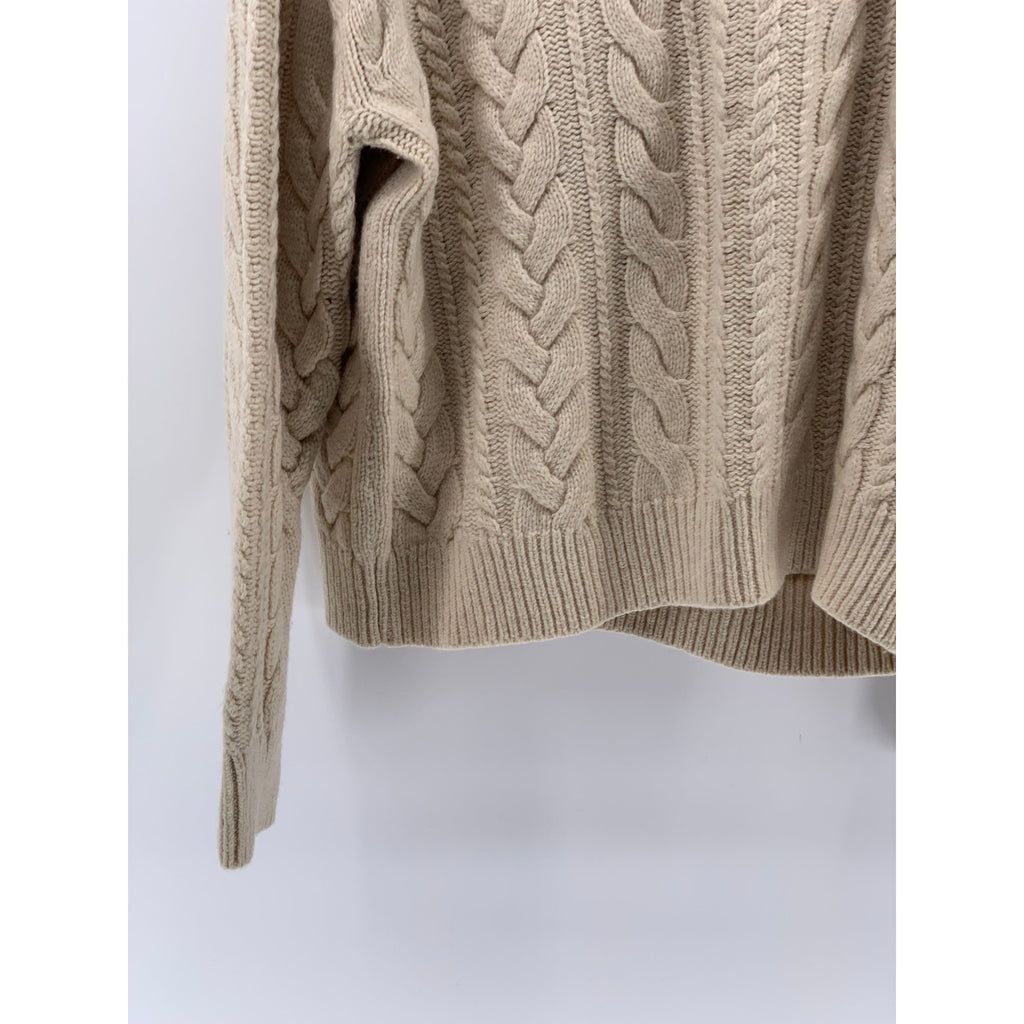 BANANA REPUBLIC Men's Beige Cable Knit Crewneck Long Sleeve Sweater SZ L