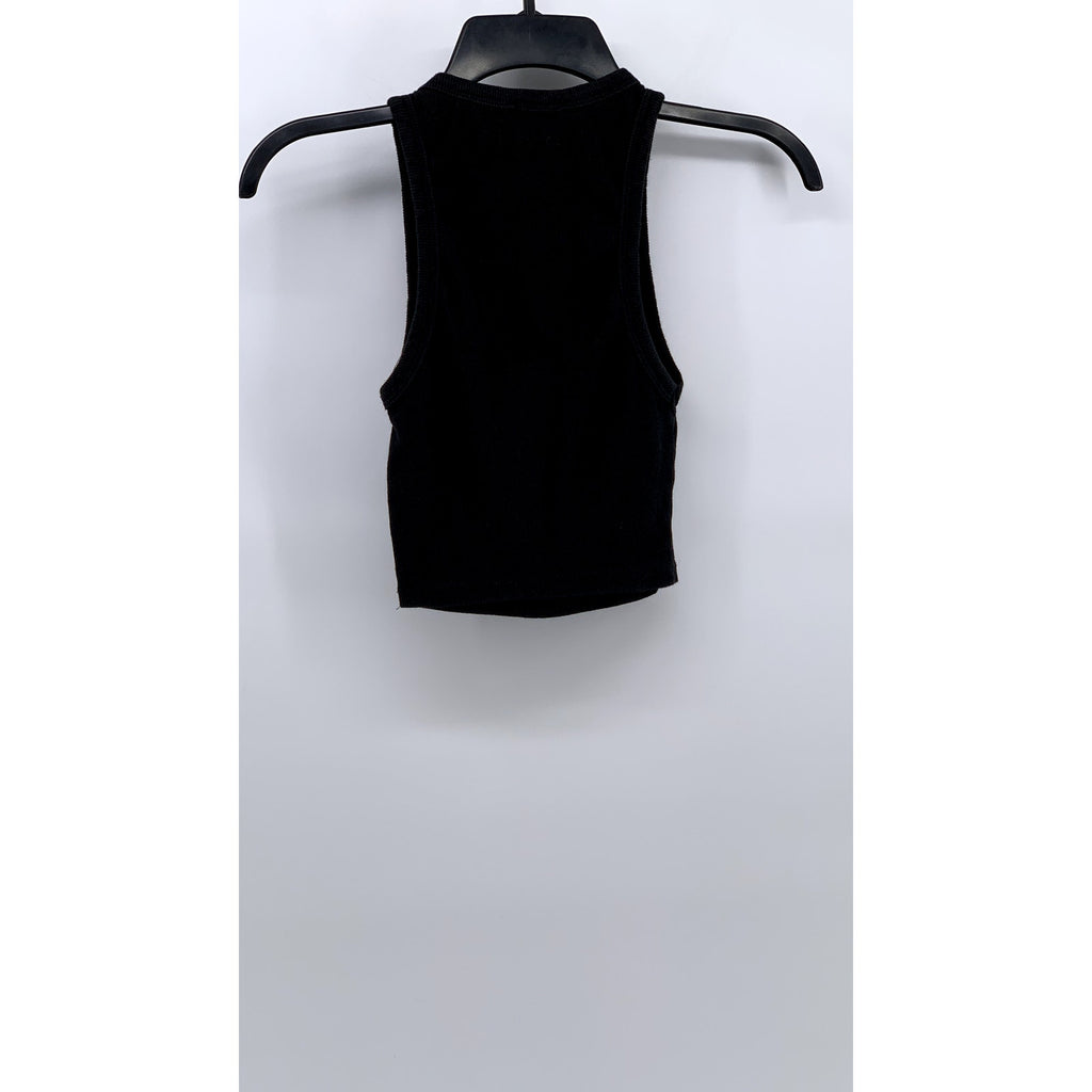 ZARA Women's Black Ribbed Cropped Tank Top SZ S