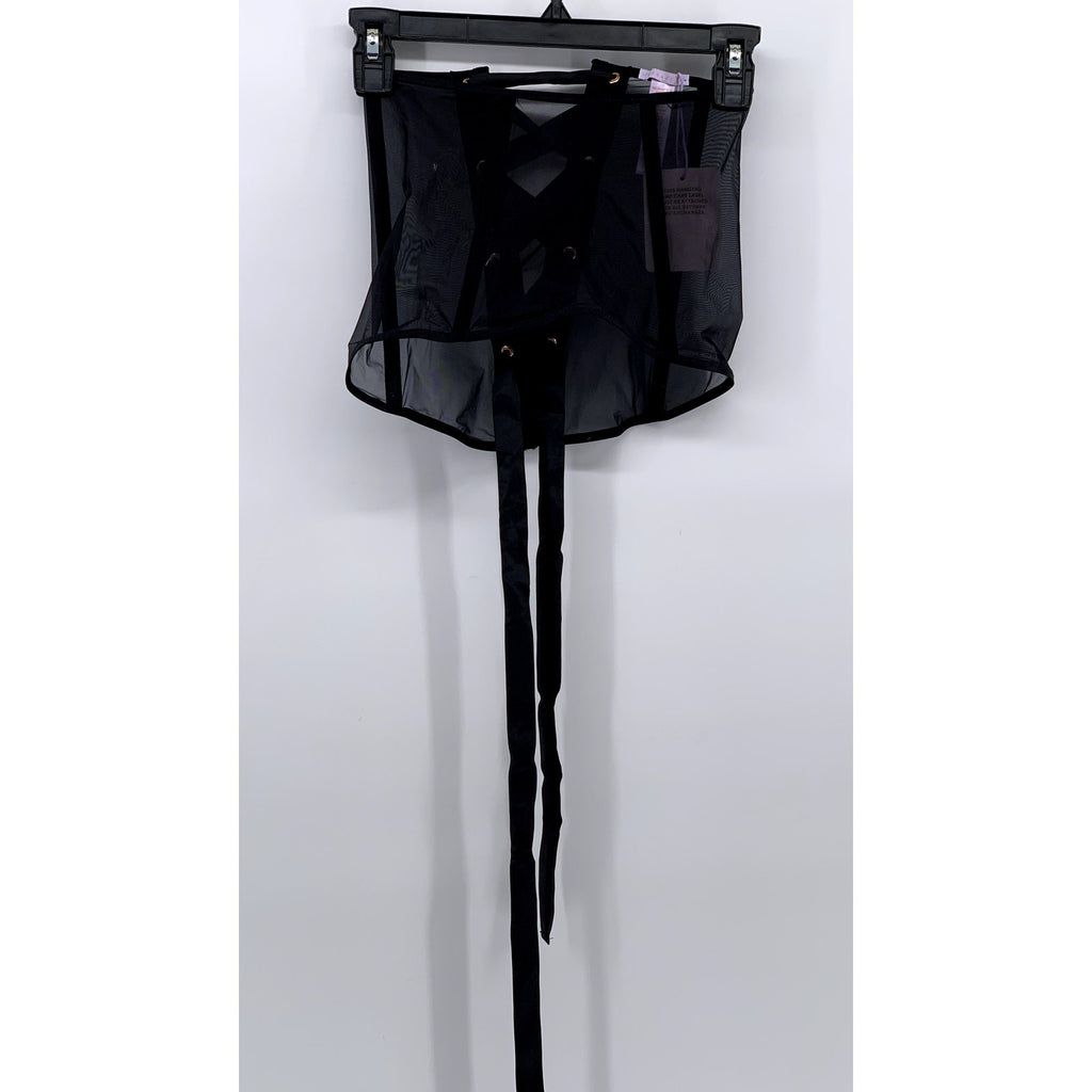 SAVAGE X FENTY Women's Black Mesh Wallflower Lace-Up Skirt SZ XS