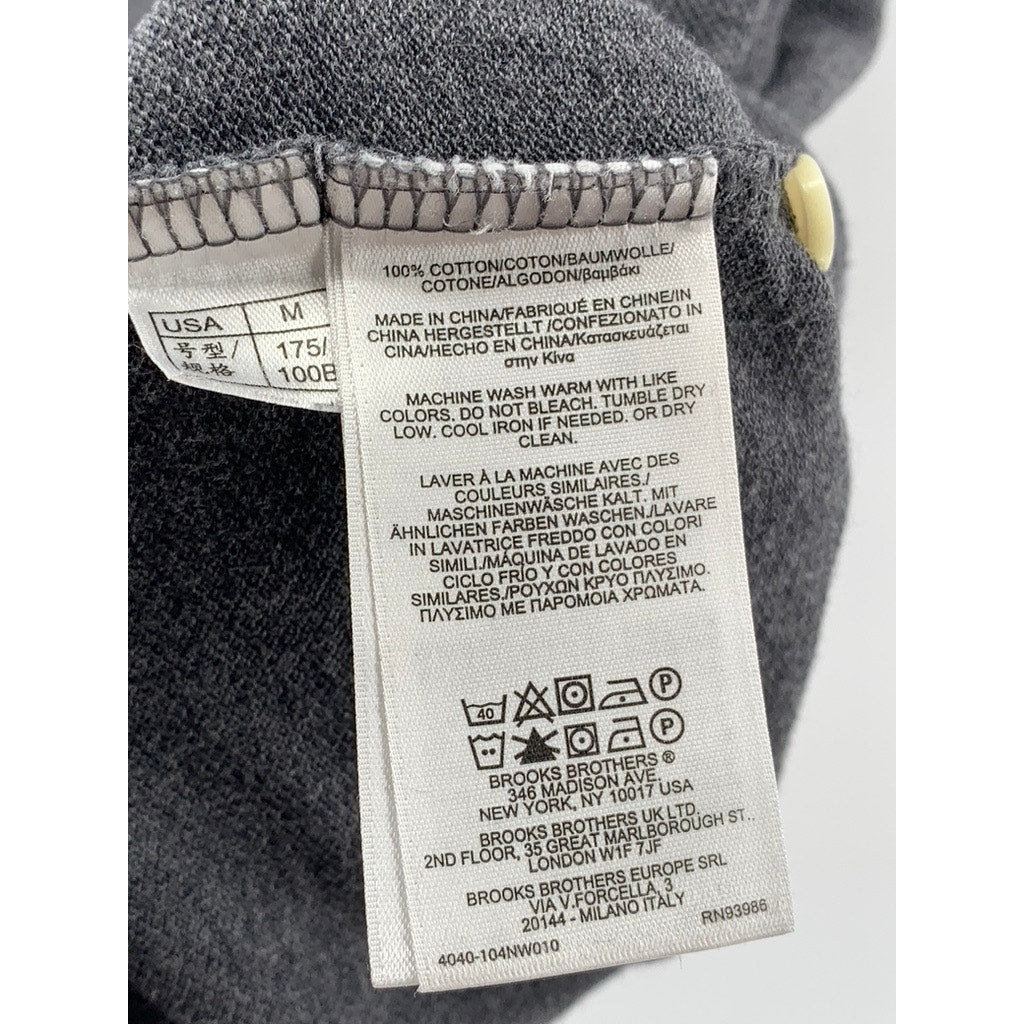 BROOKS BROTHERS Men's Gray Slim-Fit Short Sleeve Performance Polo Shirt SZ M