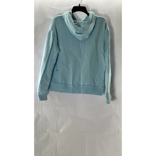 PANGAIA Women's Teal Zip-Up Hooded Organic Cotton Sweater SZ M