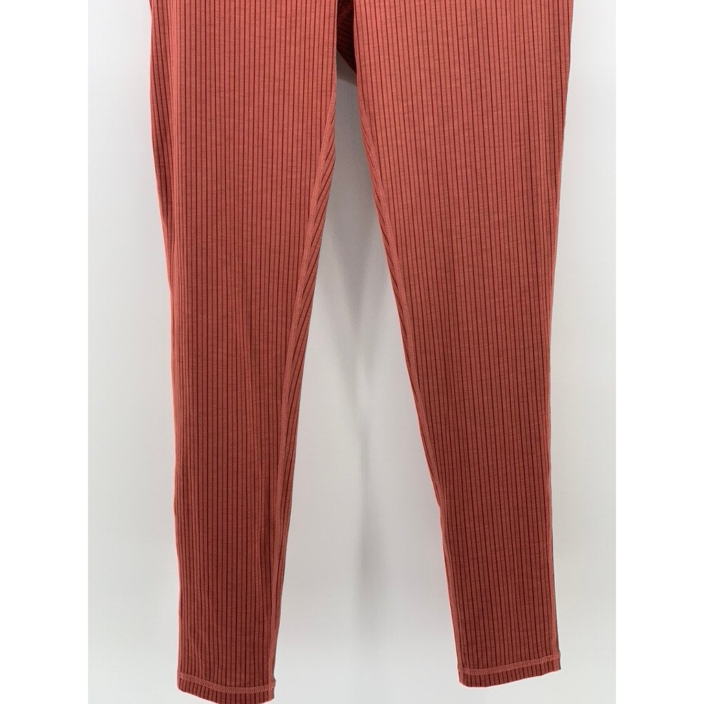 PRANA Women's Orange Ribbed Elastic-Waist Pull-On Leggings SZ L