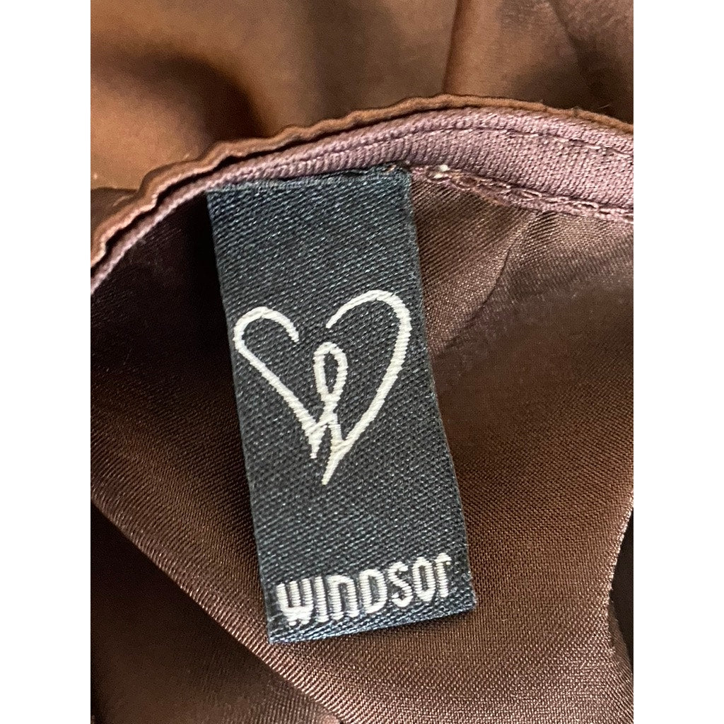 WINDSOR Women's Dark Brown Satin A-Line Side-Slit Mini Skirt SZ S