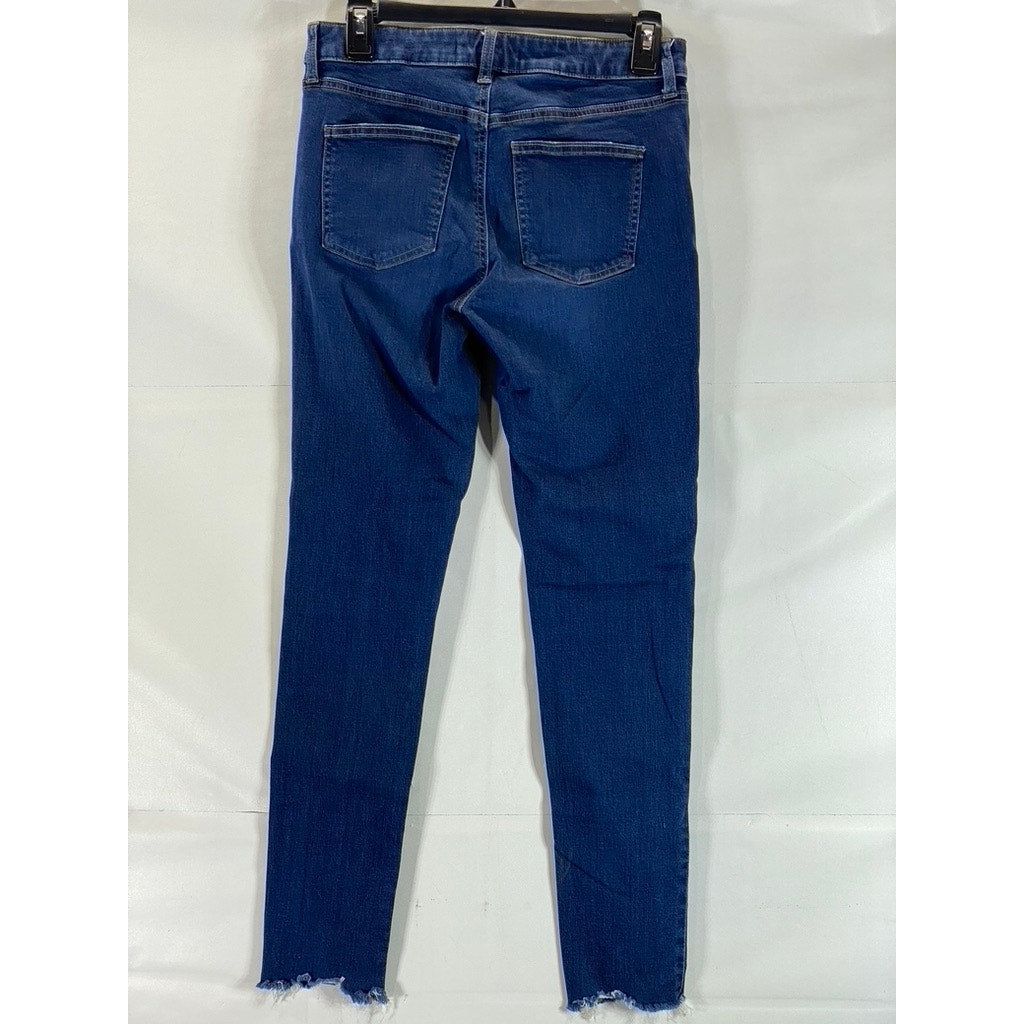 UNIQLO JEANS Women's Blue Denim Ultra Stretch Distressed Hem Skinny Jeans SZ 27