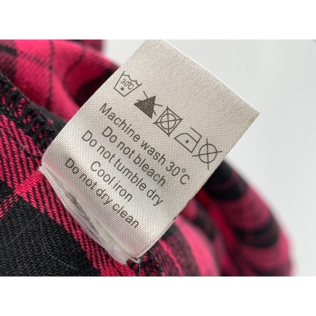 AGNES ORINDA Women's Plus Pink-Black Plaid Button-Up Long Sleeve Dress SZ 3X