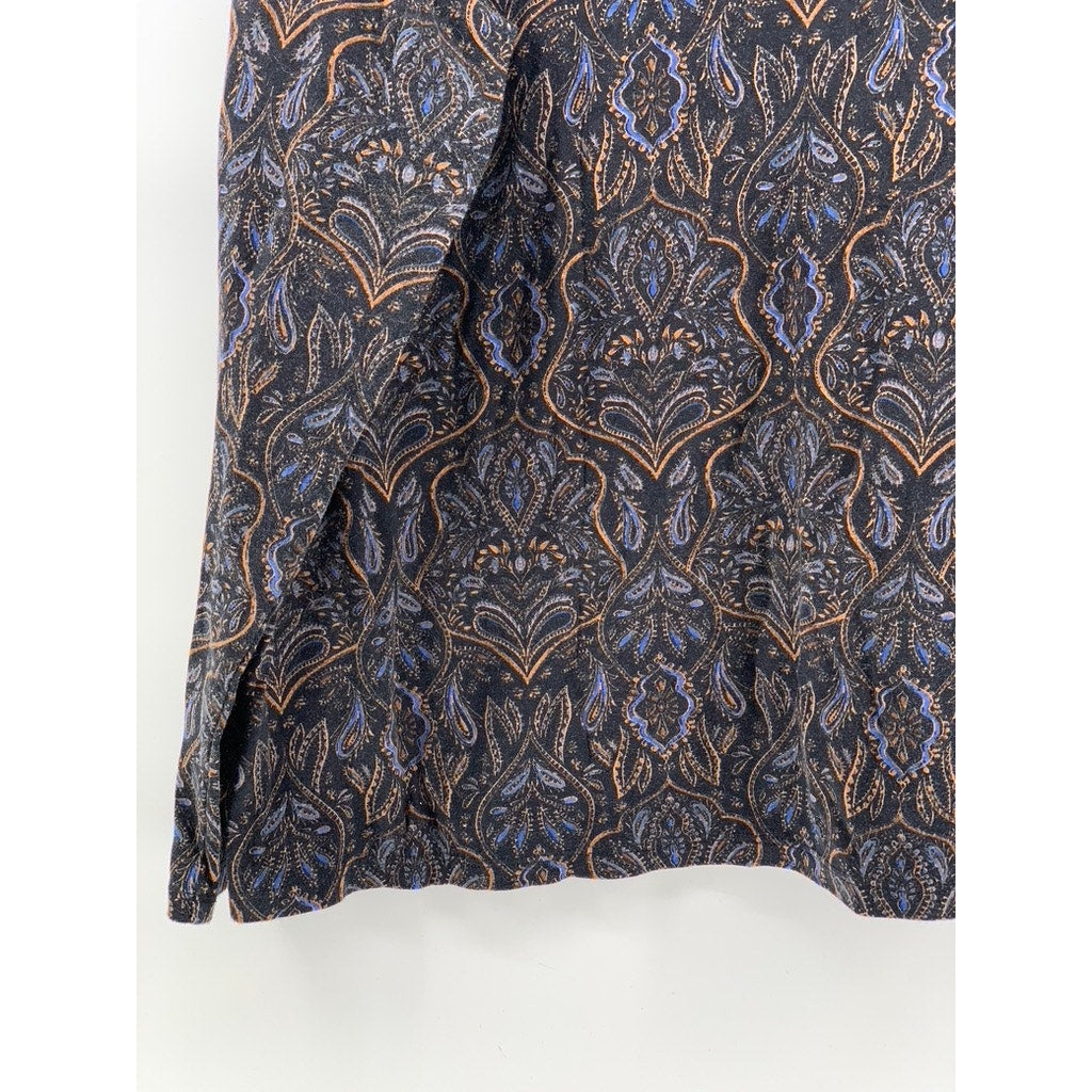 CROFT & BARROW Women's Black Paisley Printed Long Sleeve Mock-Neck Top SZ XXL