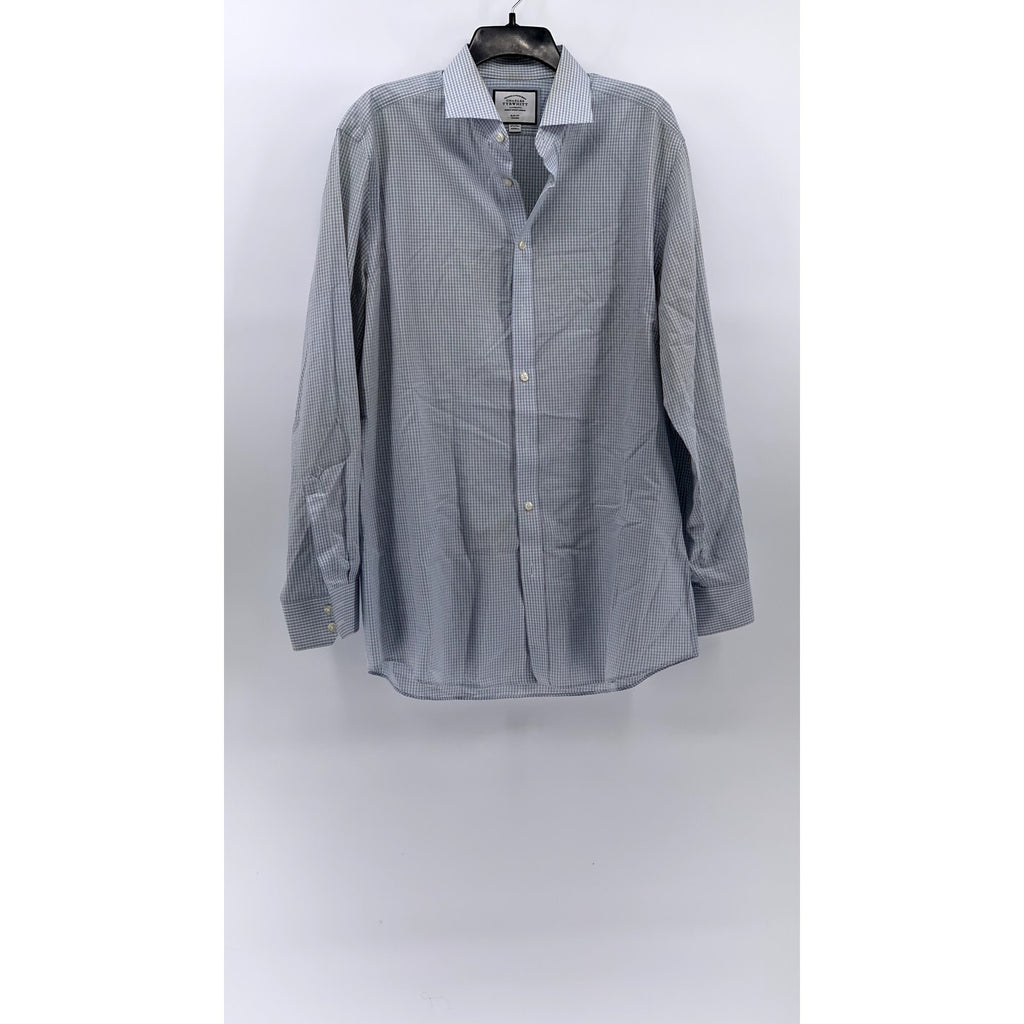 CHARLES TYRWHITT Men's Blue Gingham Slim-Fit Button-Up Shirt SZ 16.5