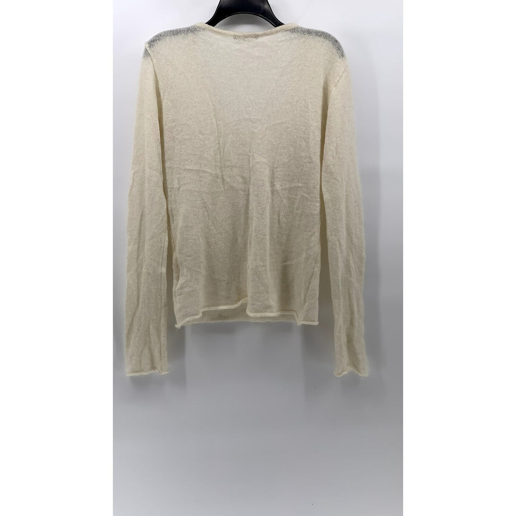 BRANDY MELVILLE Women's Off-White V-Neck Long Sleeve Knit Sweater SZ OS