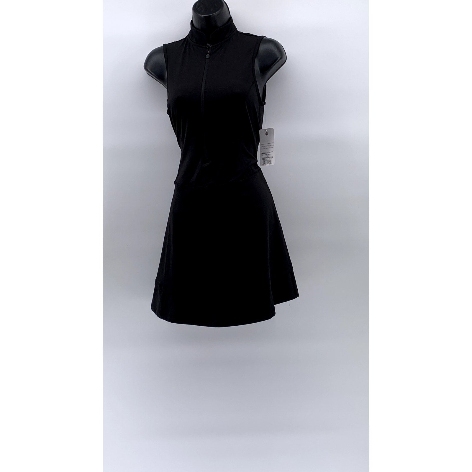 APANA Women's Black Solid Half-Zip Sleeveless A-Line Mini Active Dress SZ S
