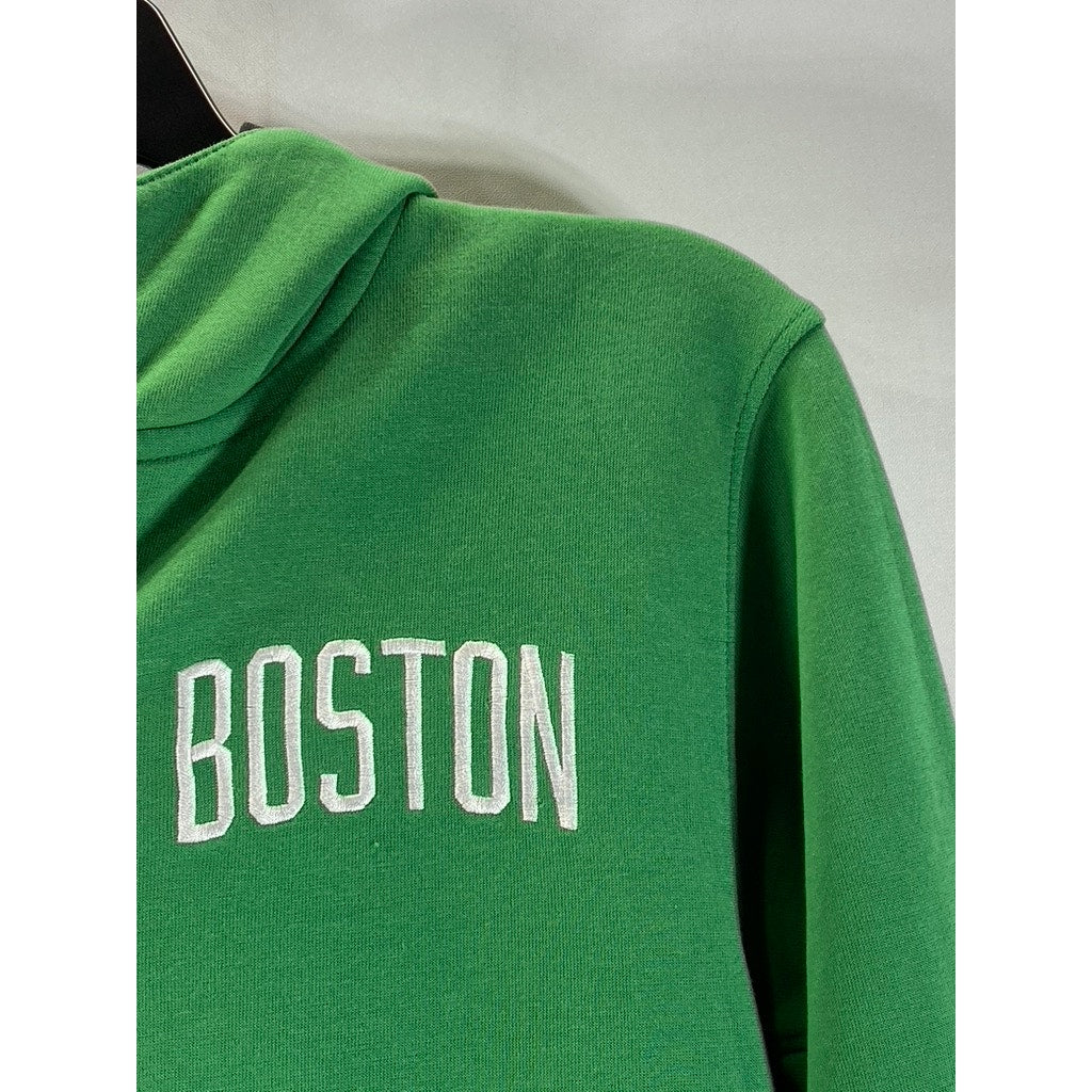 NIKE Youth Green/Black Boston Celtics Showtime Full-Zip Hooded Sweater SZ M
