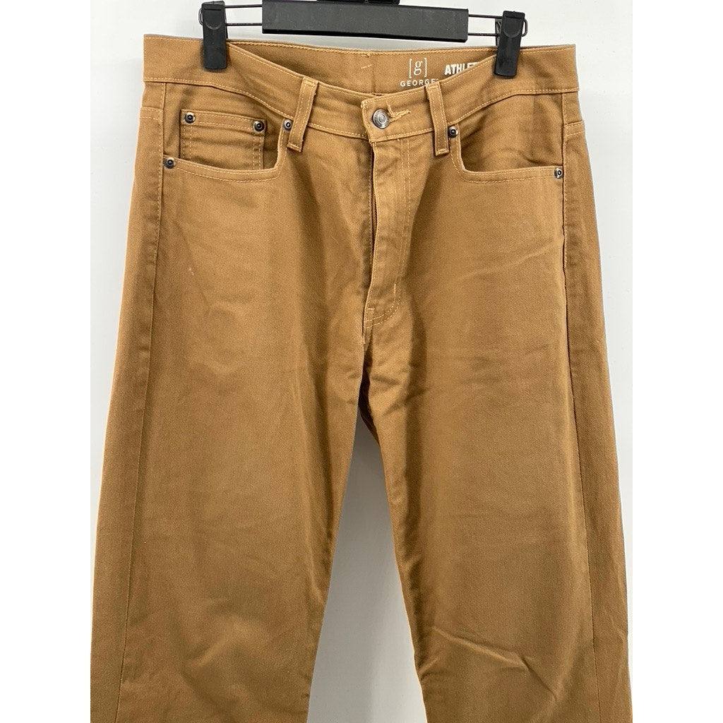 GEORGE Men's Tan-Multi Patchwork Hem Straight-Leg Athletic-Fit Pants SZ 30X32