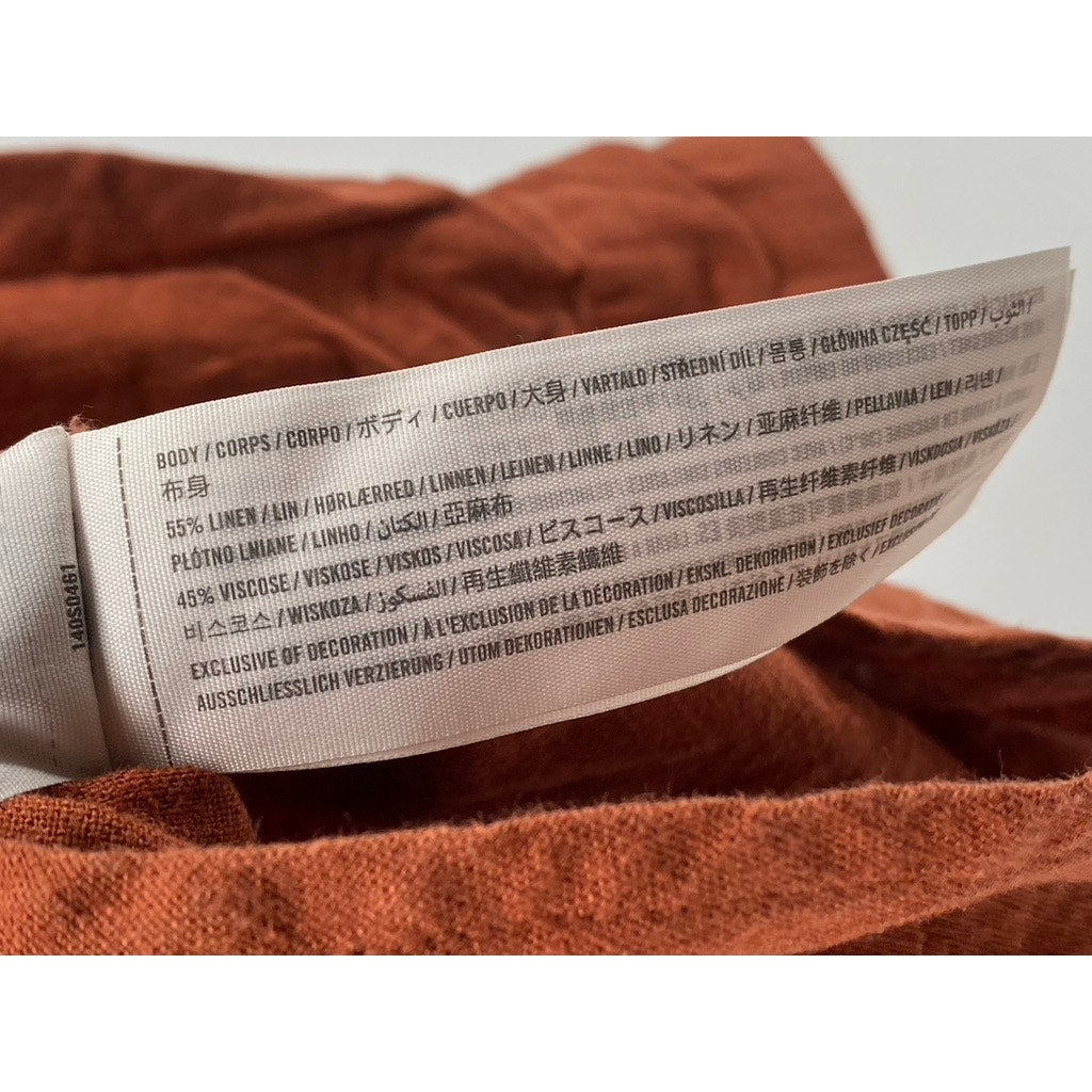 ABERCROMBIE & FITCH Women's Paprika Orange Linen-Blend Oversized Top SZ XS