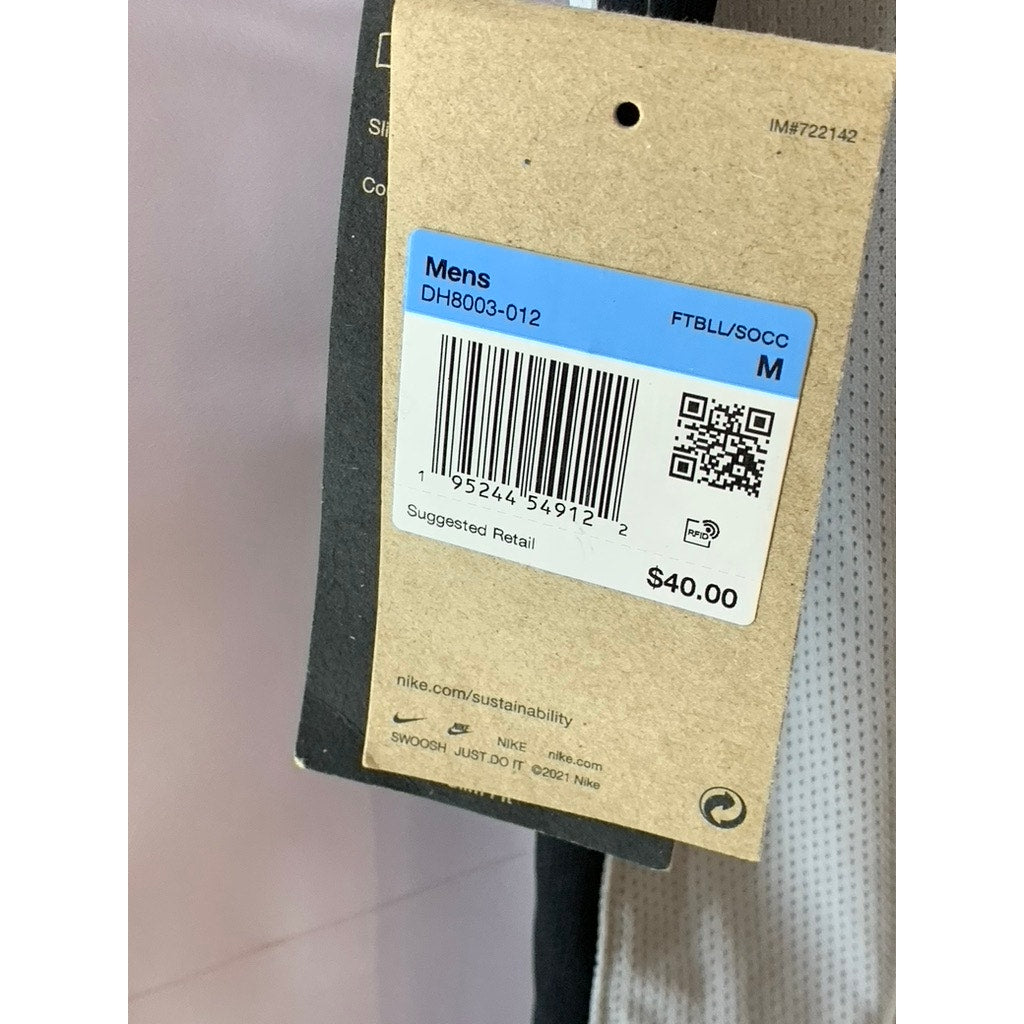 NIKE Men's Grey/Black Dri-Fit Slim-Fit Ginsberg Performance Soccer Jersey SZ S