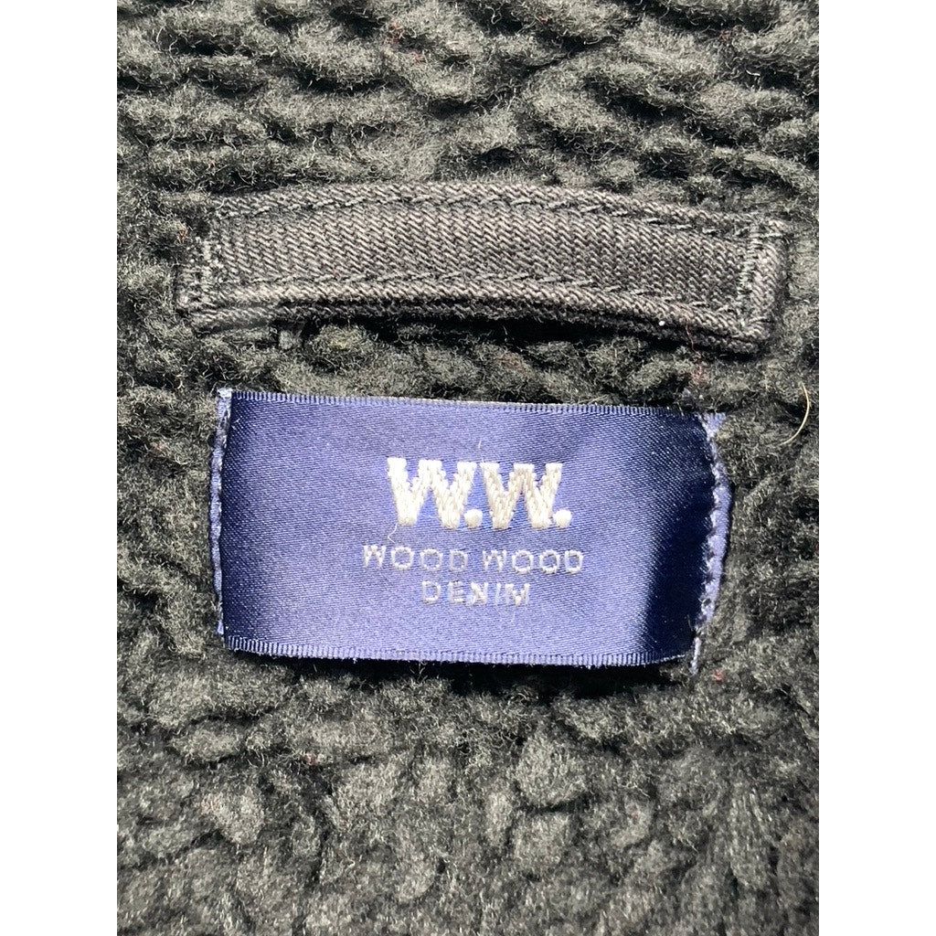 WOOD WOOD Men's Black Denim Button-Up Sherpa Lined Four Pocket Jacket SZ 40