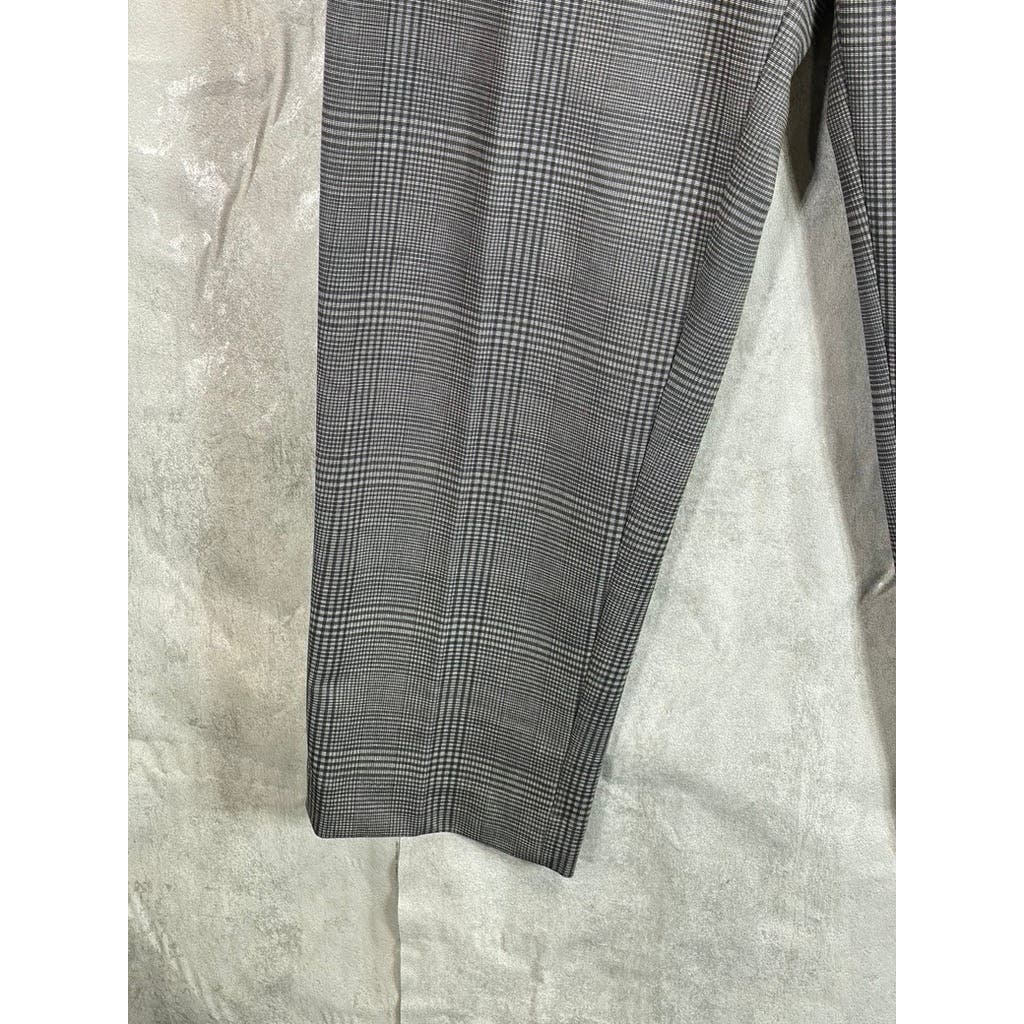 SELECTED HOMME Men's Charcoal Plaid Slight Tapered Jersey Cropped Pants SZ XL