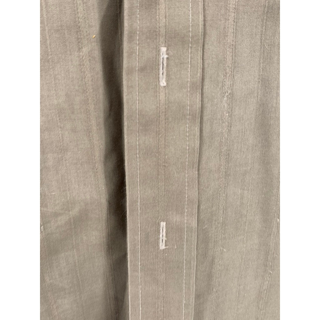 VAN HEUSEN Men's Vintage Tan Satin Striped Button-Up Shirt SZ 15 32/33