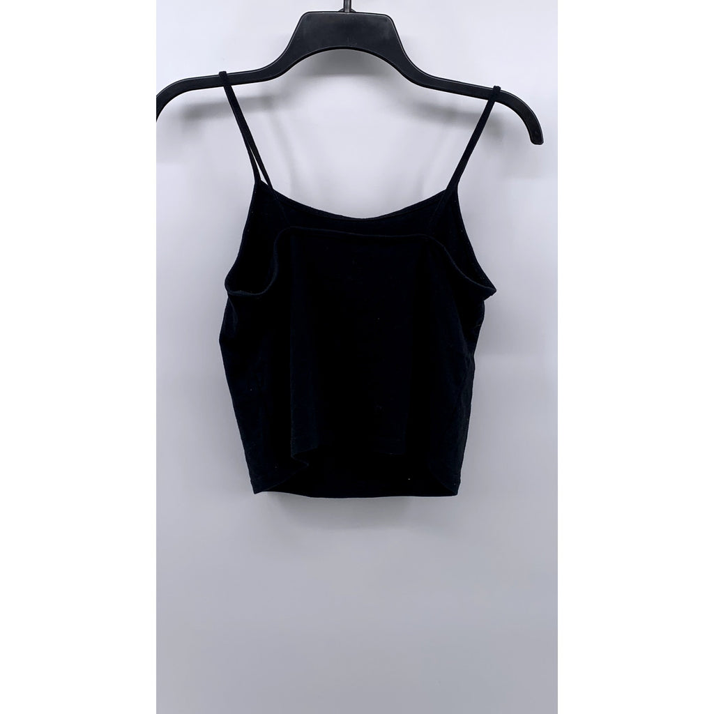 WILD FABLE Women's Black Solid Scoop-Neck Spaghetti Strap Cropped Tank Top SZ S