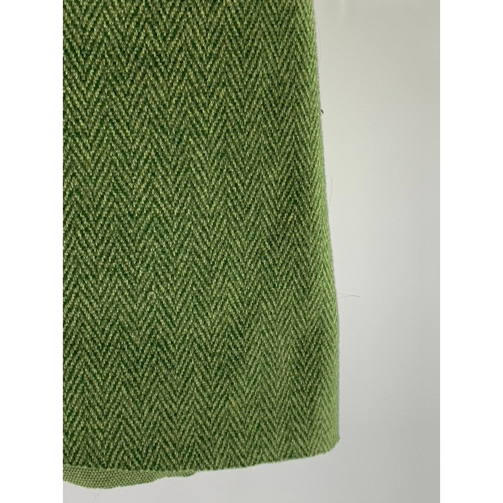 BONNE PETITE Women's Vintage Green Herringbone Knit Button-Front Mini Skirt SZ S