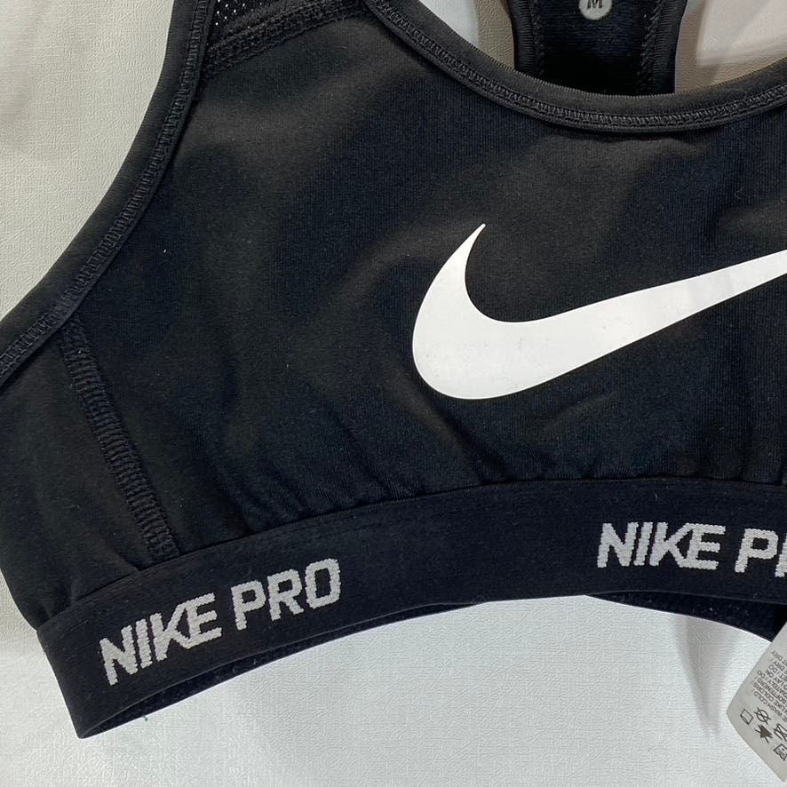 NIKE PRO Women’s Black Swoosh Logo Mesh Racerback Sport Bra SZ M