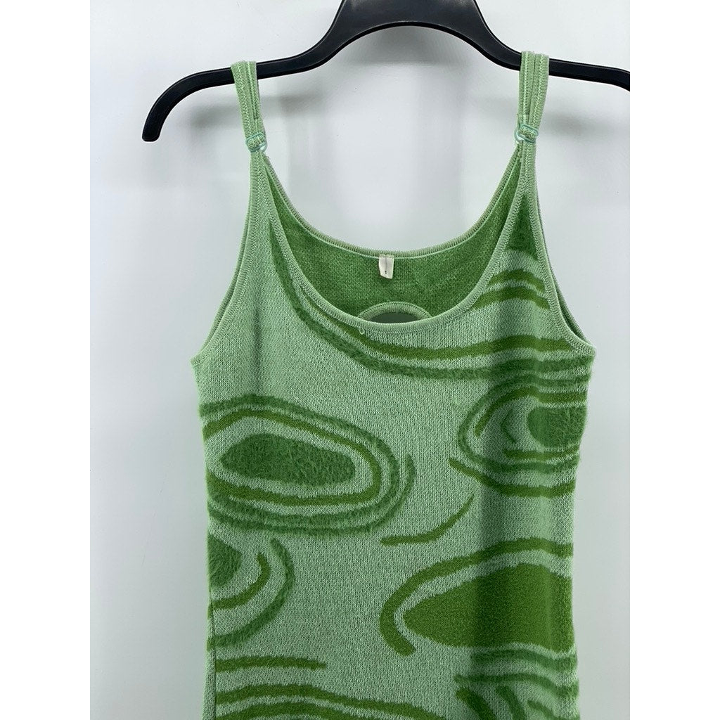 UNBRANDED Women's Green Scoop-Neck Knit Cutout Midi Bodycon Dress SZ S