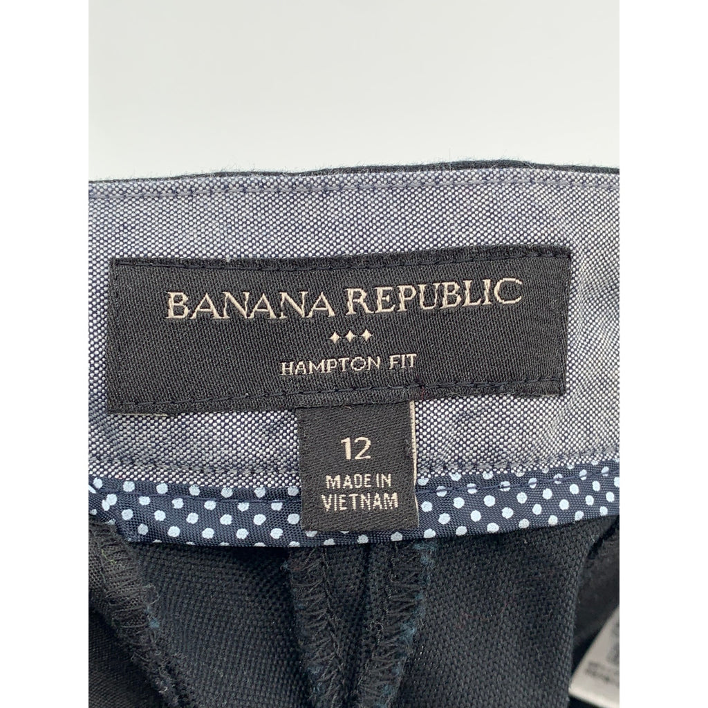 BANANA REPUBLIC Women's Black Solid Hampton Fit Cropped Chino Pant SZ 12