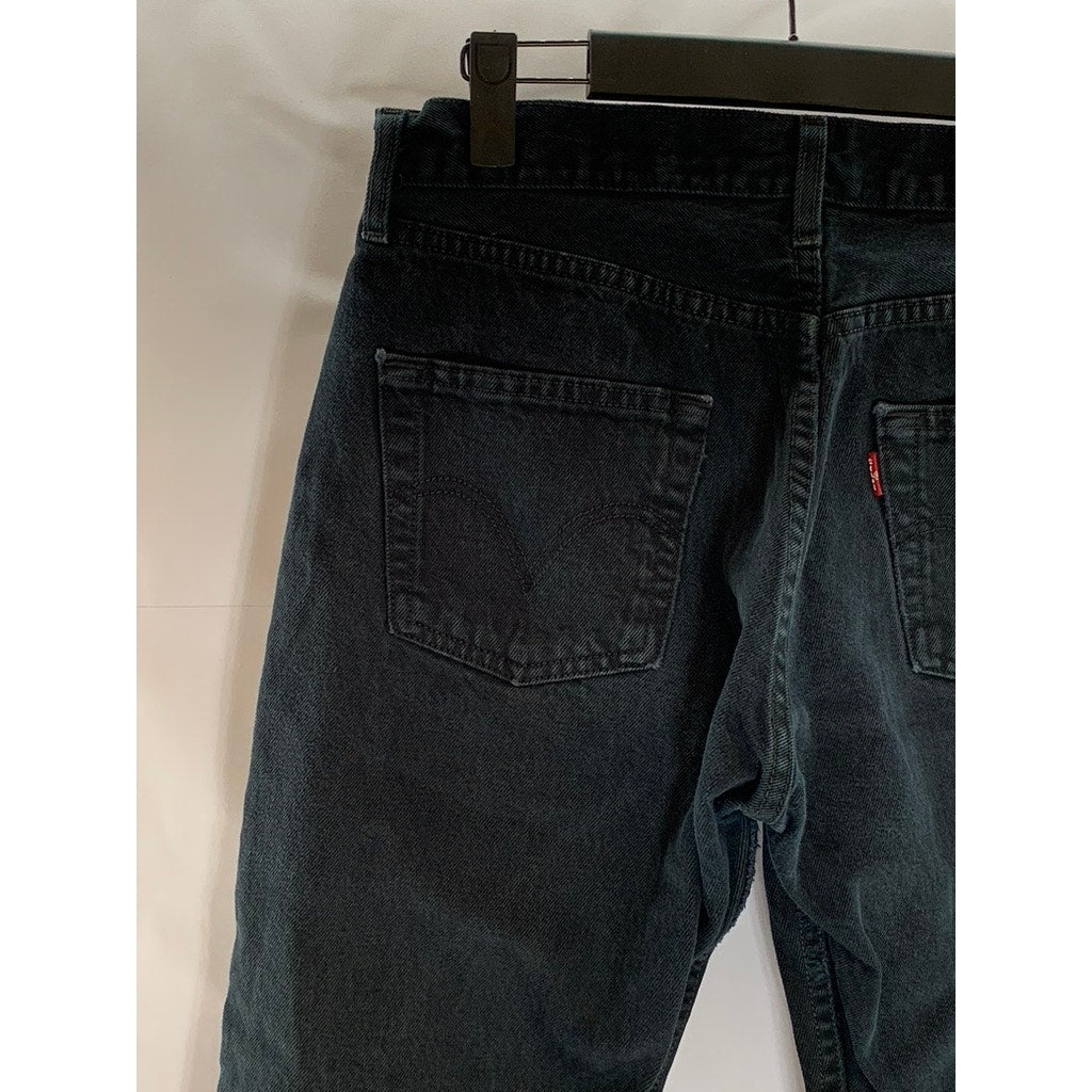 LEVI'S Women's Vintage Black Solid 501 Frayed Hem Straight-Leg Jean SZ 30X32