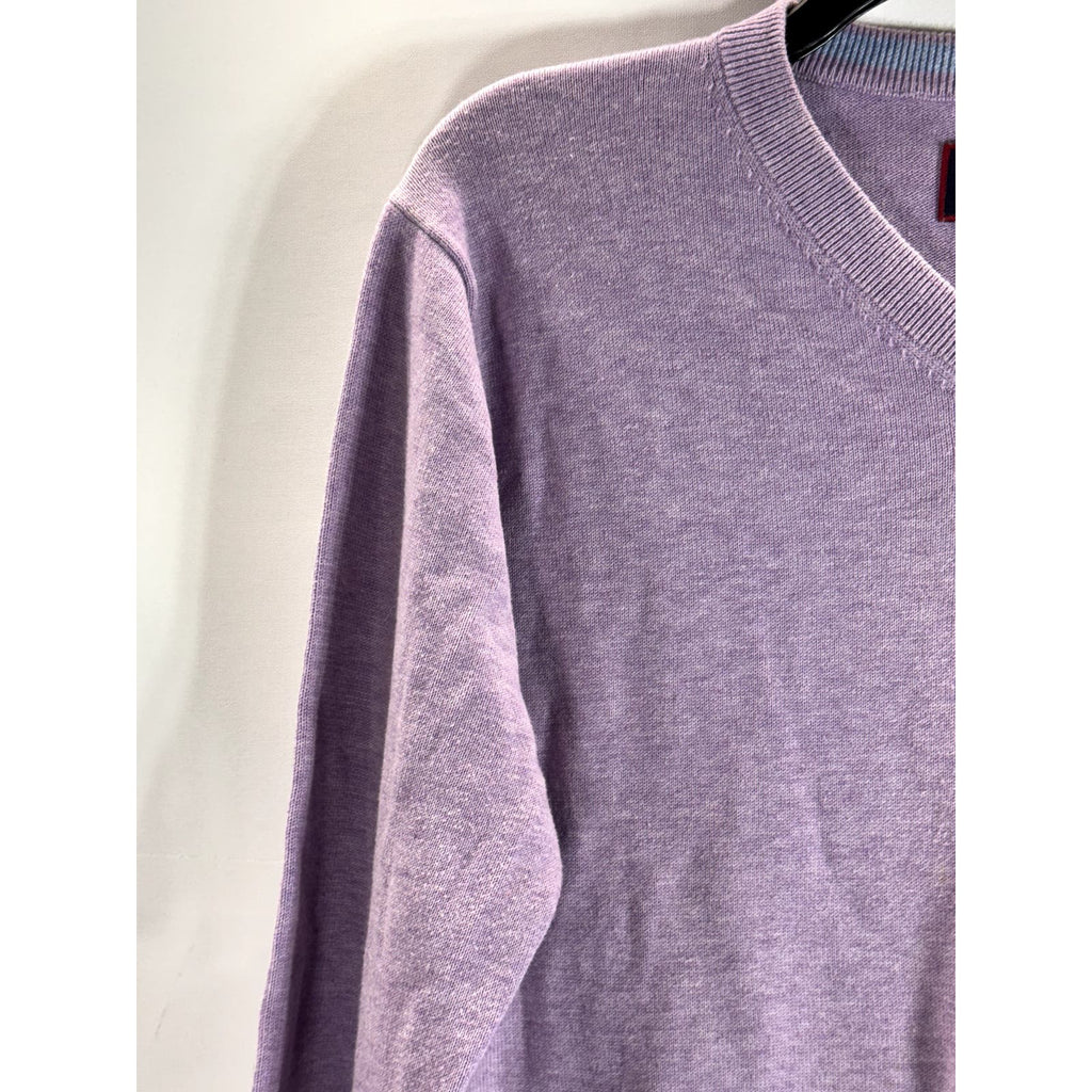 UNTUCKIT Men's Lilac V-Neck Cotton Long Sleeve Pullover Sweater SZ M