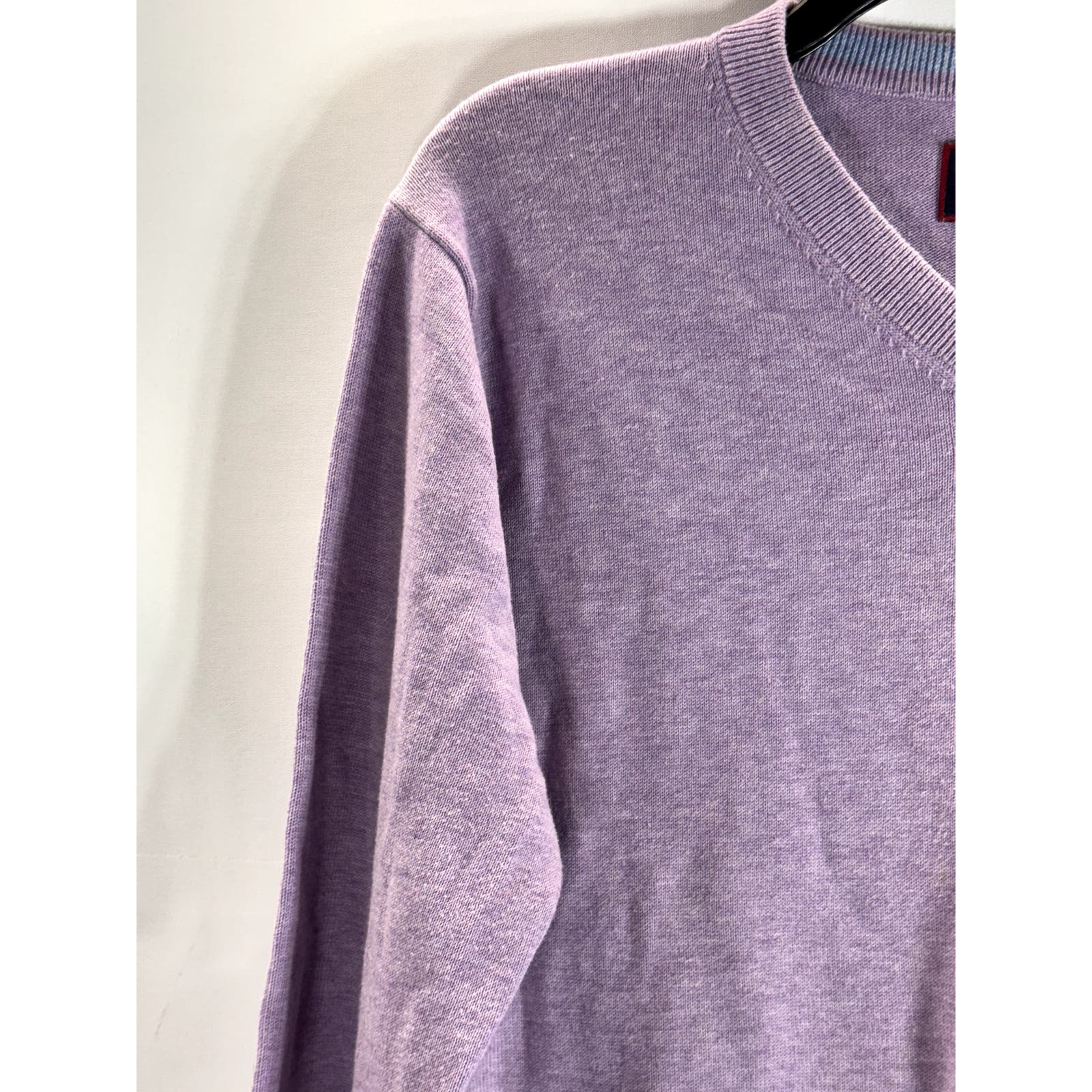 UNTUCKIT Men's Lilac V-Neck Cotton Long Sleeve Pullover Sweater SZ M