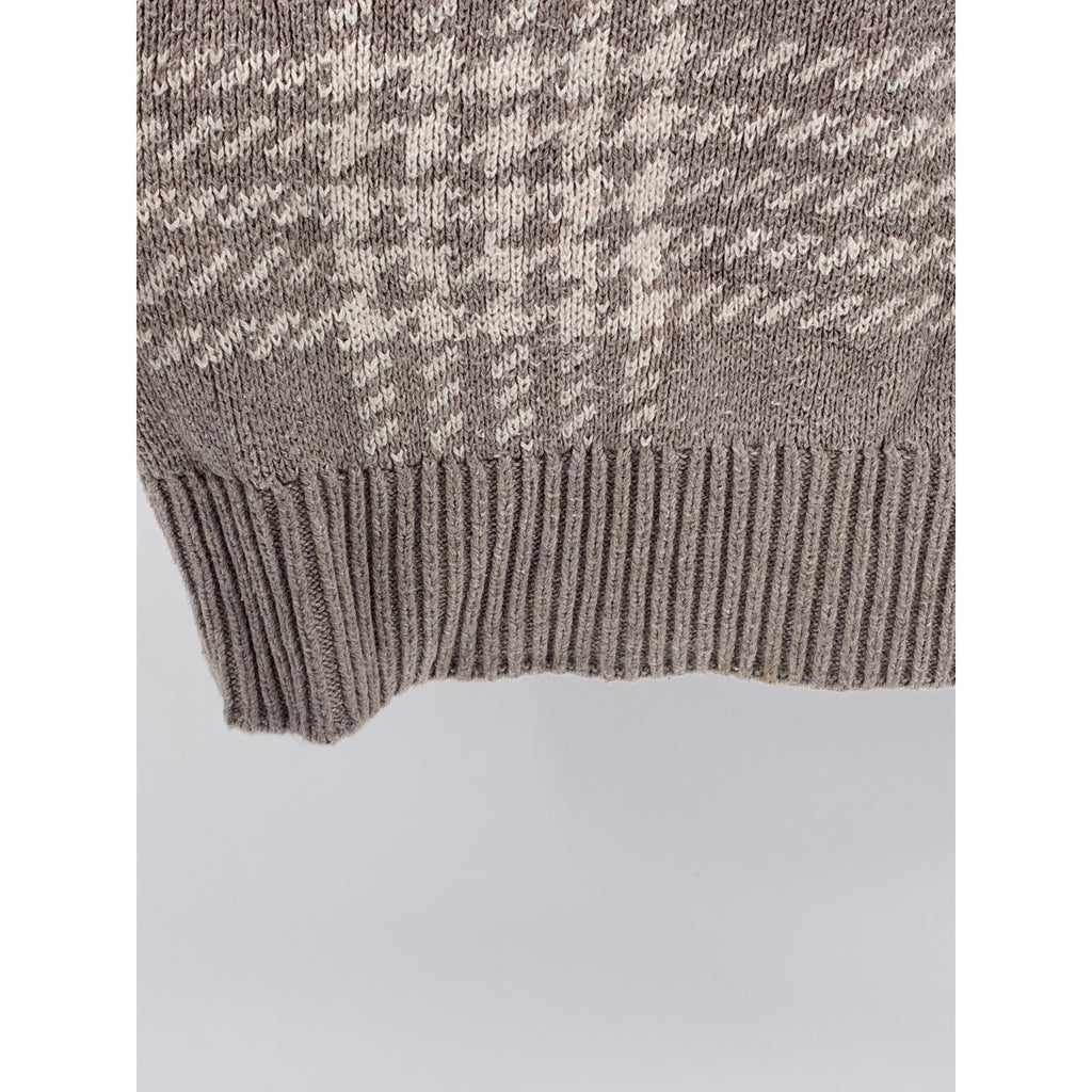 ABERCROMBIE & FITCH Women's Gray Plaid V-Neck Knit Oversized Sweater Vest SZ M