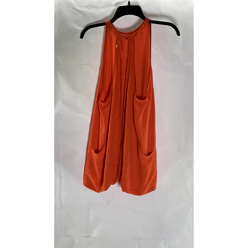 BB DAKOTA Women’s Orange Back Keyhole Layered Crewneck Tank Top SZ M