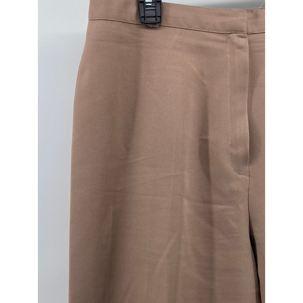 PONT-HER Women's Vintage Light Brown Wide-Leg Regular-Fit Pants SZ L